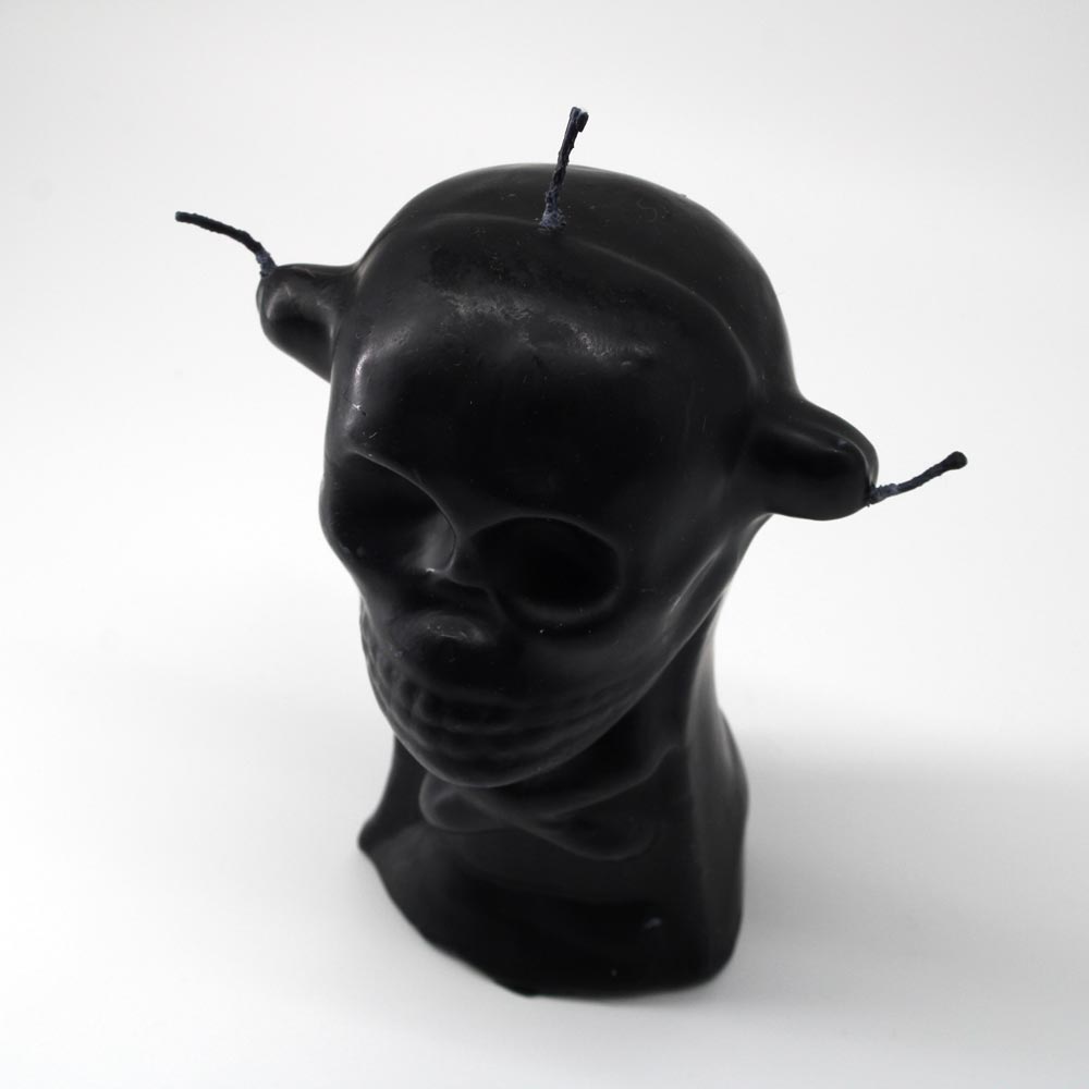 Skull Candle with 3 Wicks - Black