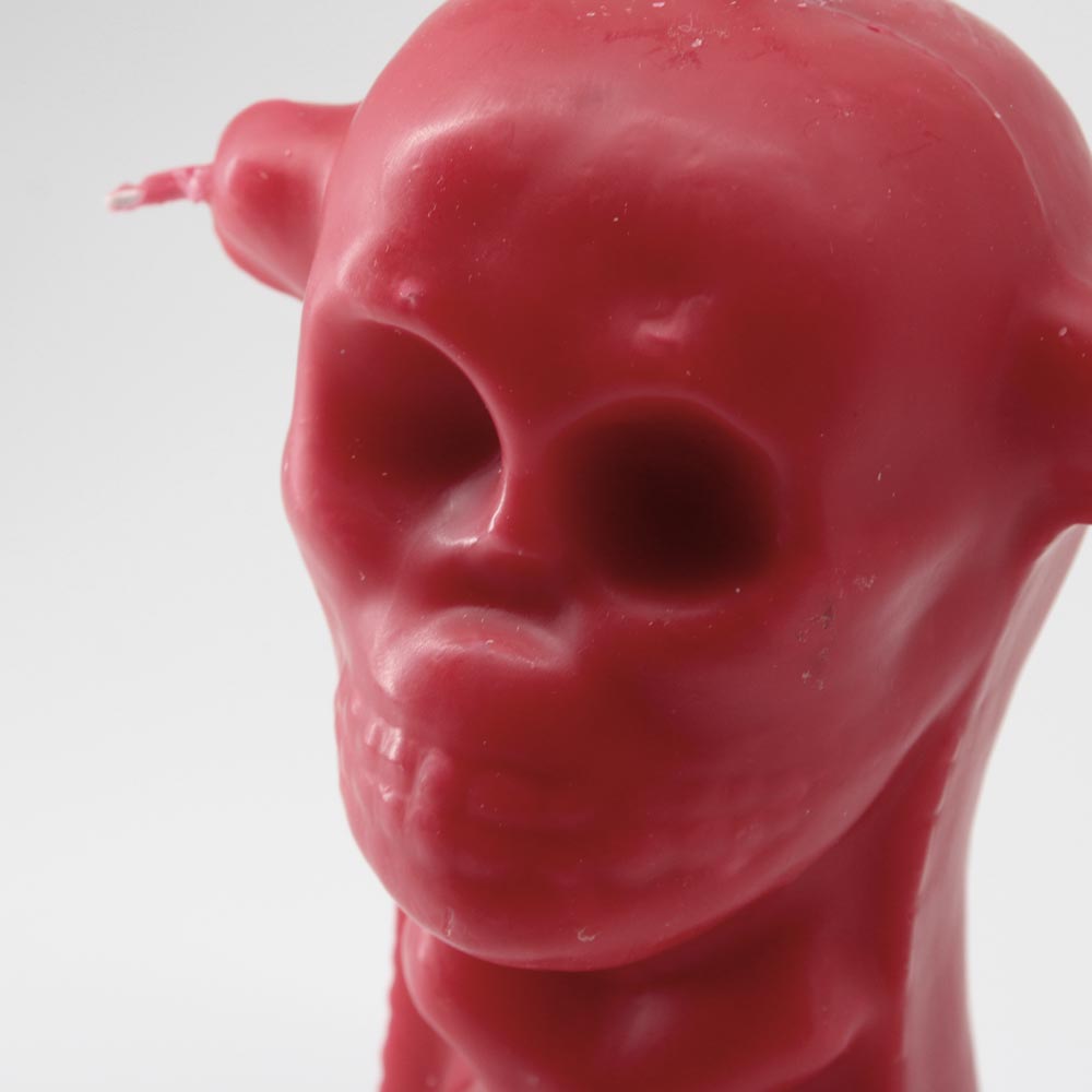 Skull Candle with 3 Wicks - Red