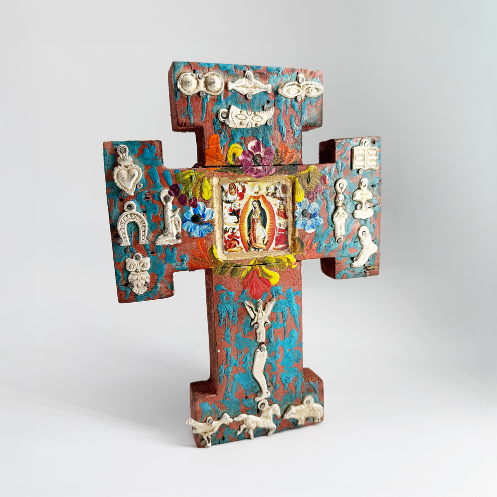 Hand-Painted Milagros Cross – Our Lady of Guadalupe