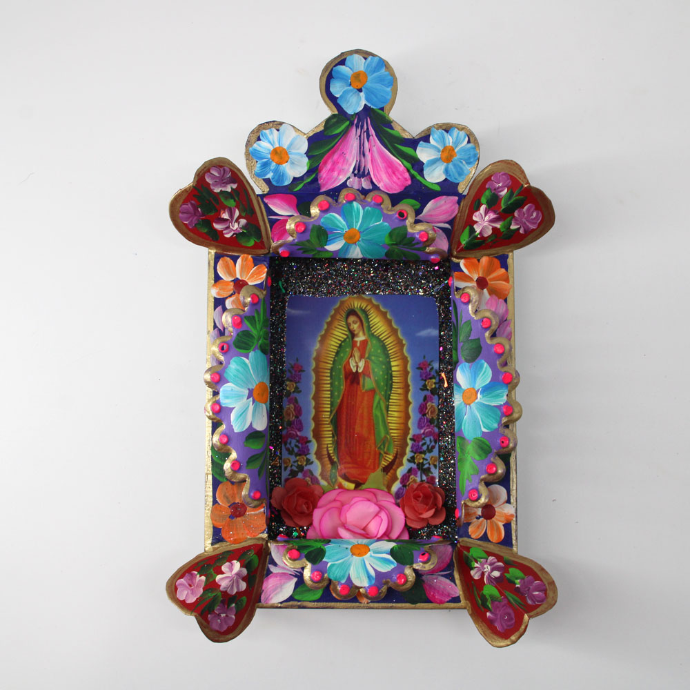 Virgin of Guadalupe Floral Votive Frame