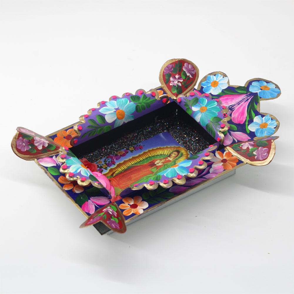 Virgin of Guadalupe Floral Votive Frame