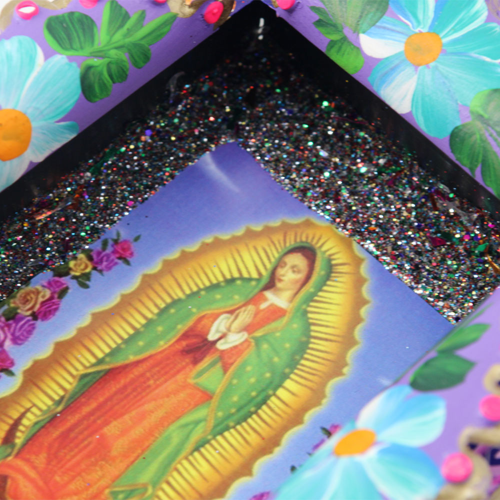 Virgin of Guadalupe Floral Votive Frame