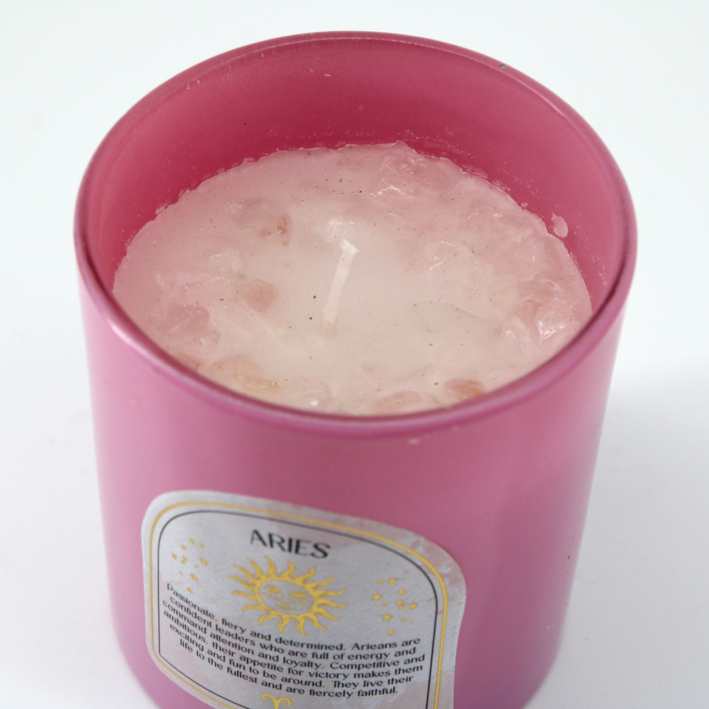 Aries Crystal Zodiac Candle
