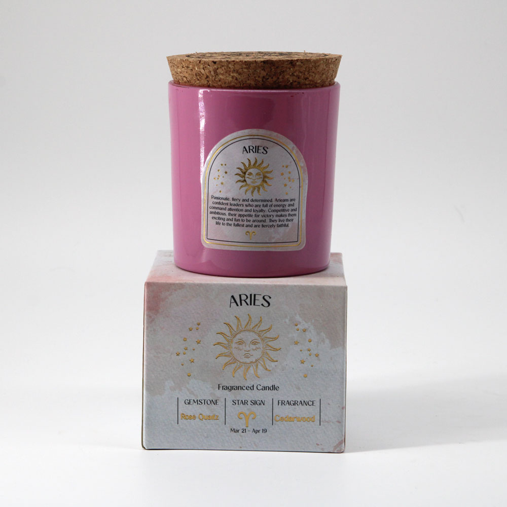 Aries Crystal Zodiac Candle