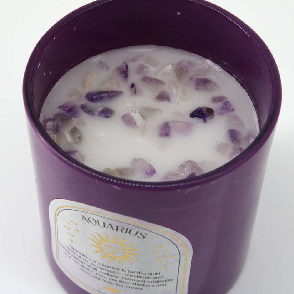 Aquarius Crystal Zodiac Candle