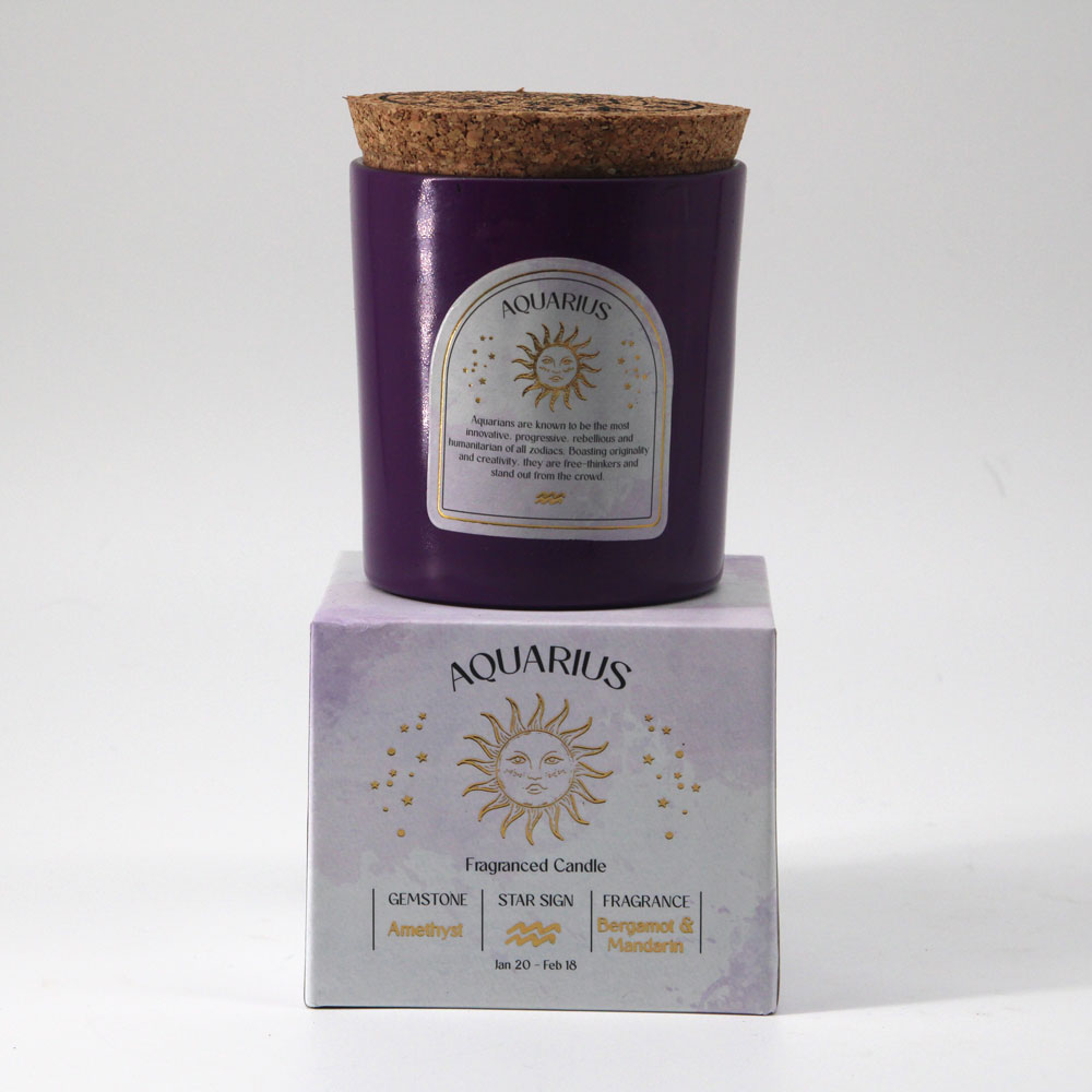 Aquarius Crystal Zodiac Candle