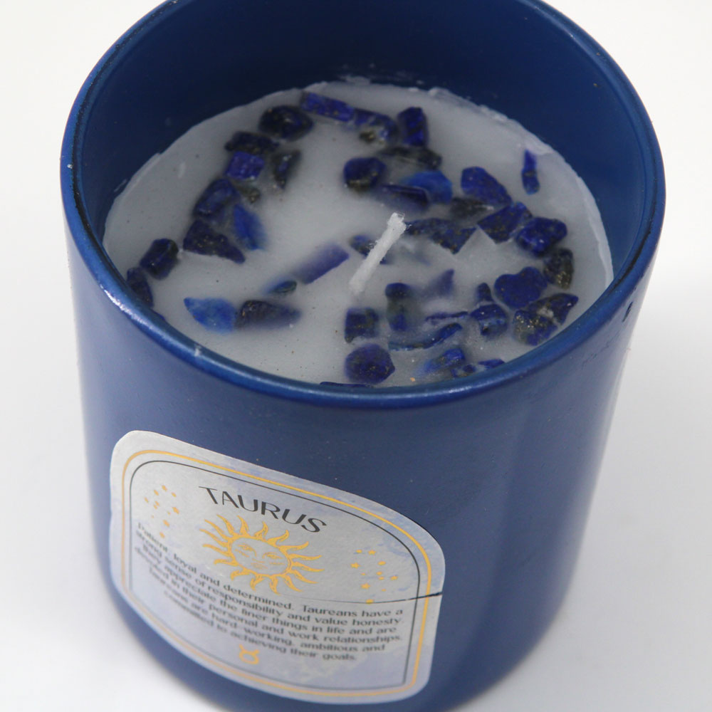 Taurus Crystal Zodiac Candle