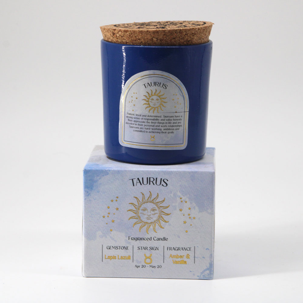 Taurus Crystal Zodiac Candle