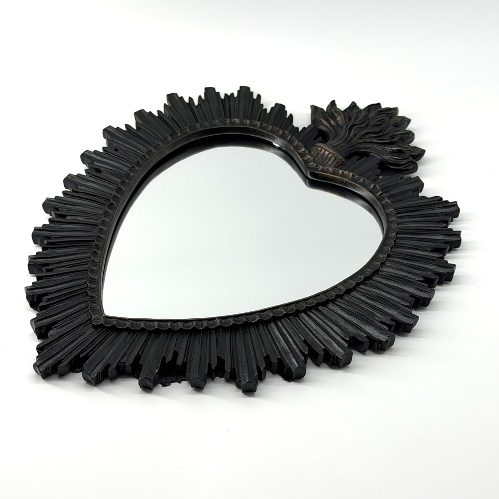 Large Black Sacred Heart Wall Mirror