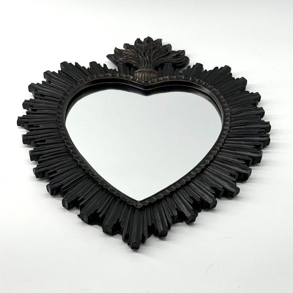 Large Black Sacred Heart Wall Mirror