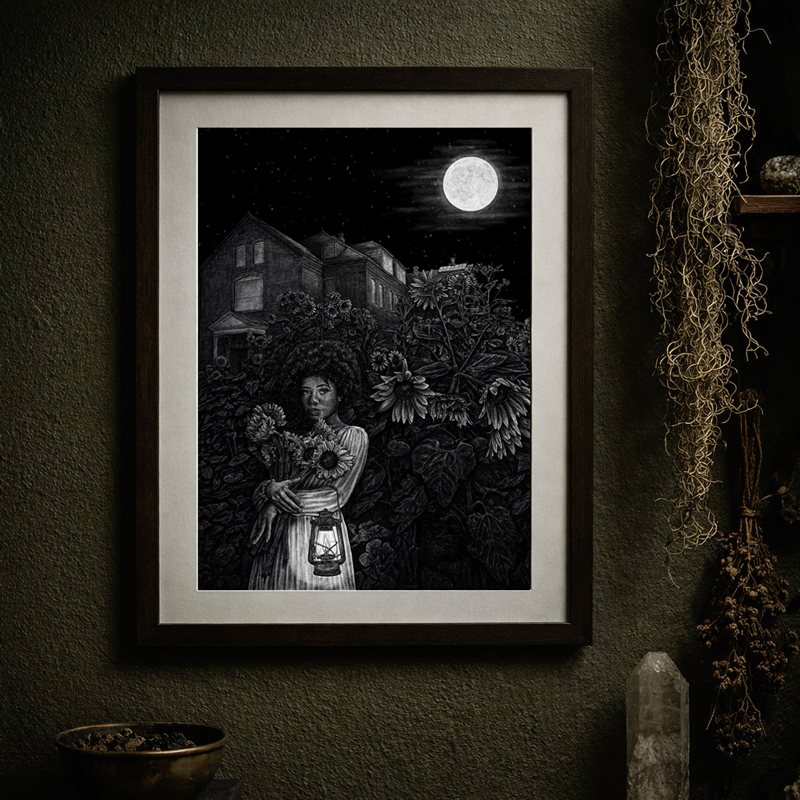 Moonlight Sunflowers Art Print - 8.5 x 11