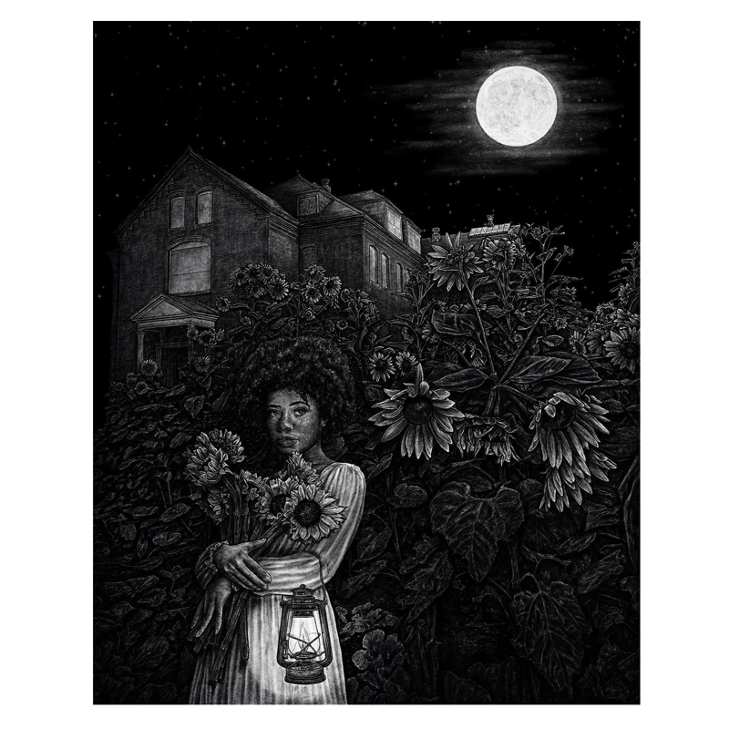 Moonlight Sunflowers Art Print - 8.5 x 11