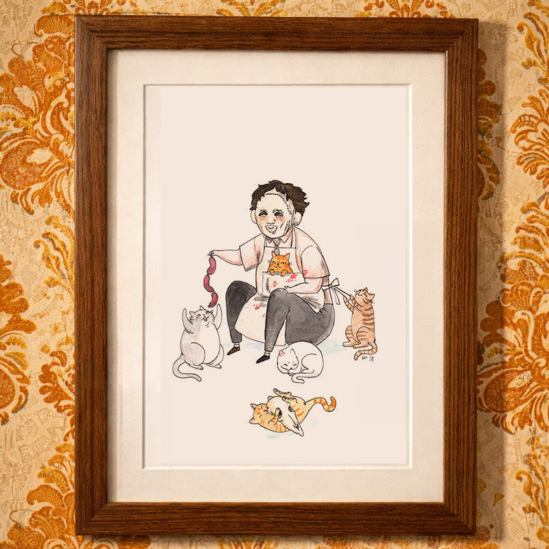 Texas Chainsaw Meowssacre art print