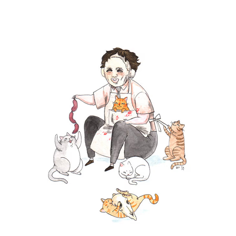 Texas Chainsaw Meowssacre art print