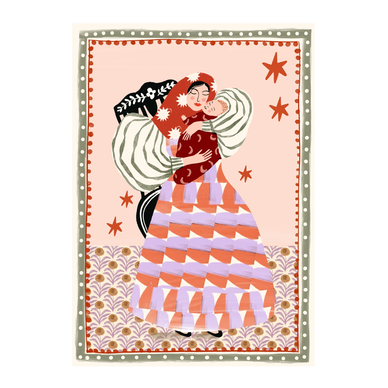Folk Mum Art Print - A4.