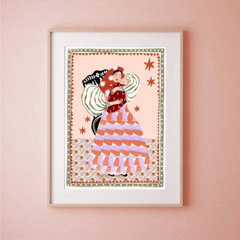 Folk Mum Art Print - A4.